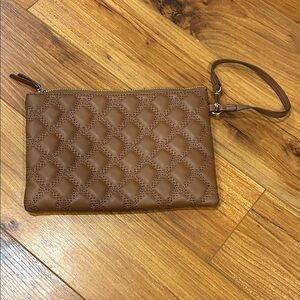 Anne Klein Tan Quilted Wristlet